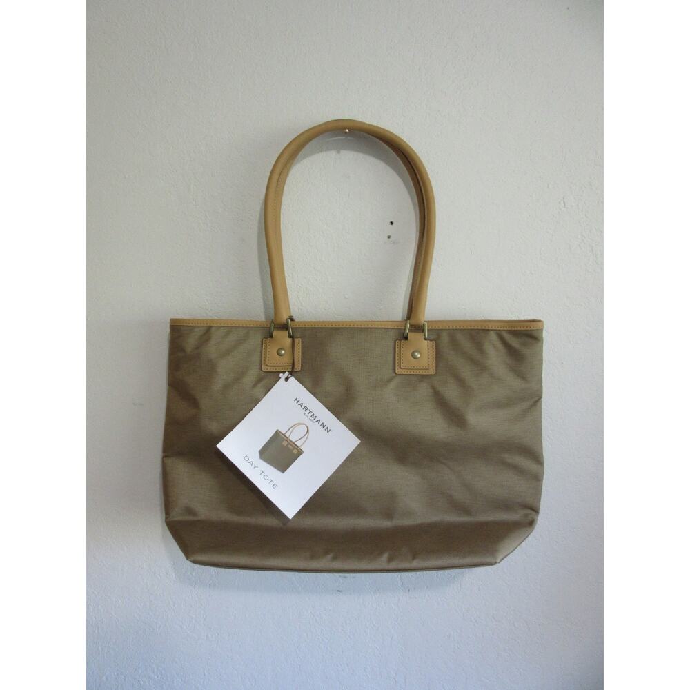 HARTMANN Day Tote Shopper Leather Strap and Trim Nylon Packcloth New